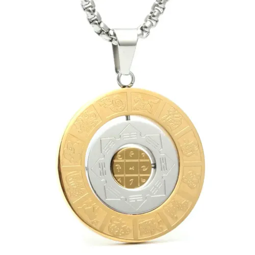 NTM2038 Rotating Zodiac Pendant Stainless Steel Festival Gift Necklace