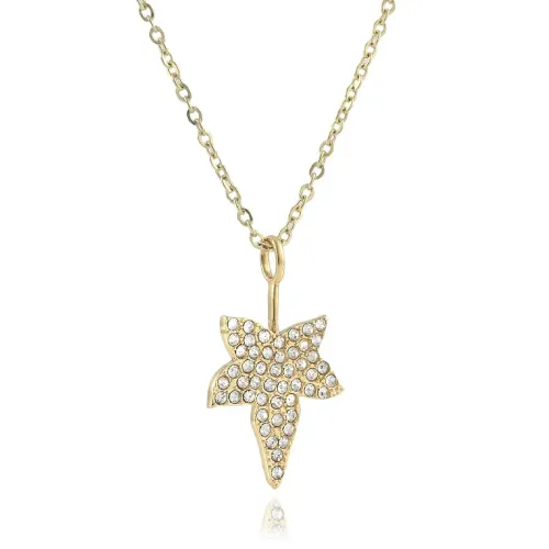 NTM1477 Leaf Pendant Punk Necklace for Women Multi Leaf Stainless Steel with Crystals