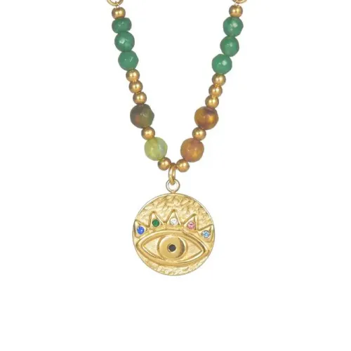 NTM3439 18K Gold Plated Stainless Steel Evil Eye Necklace Clavicle Chain Design