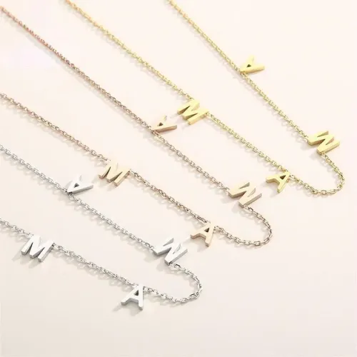 NTM2738 MAMA Stainless Steel Necklace with DIY Letter Pendant Mother's Day Jewelry Gift