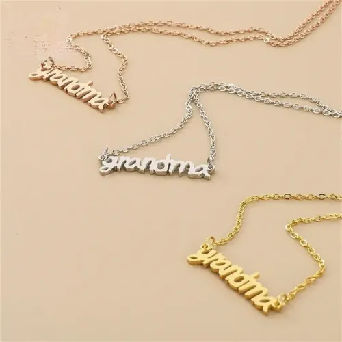 NTM2612 DIY Stainless Steel 'Grandma' Pendant Necklace Perfect Mother's Day Gift