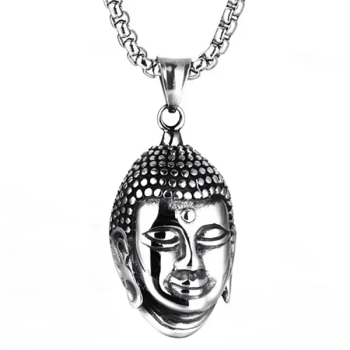 NTM2185 Buddha Pendant Religious Necklace Stainless Steel Buddha Head Charm