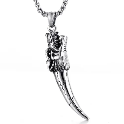 NTM2157 Wolf Tooth Pendant Necklace for Women Stainless Steel Wolf Head Charm Jewelry