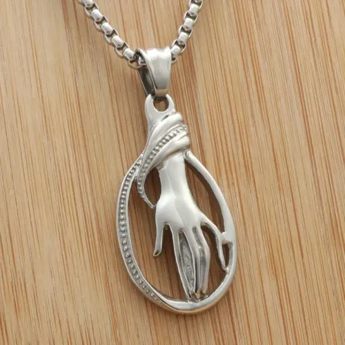 NTM1988 Dancer's Hand Pendant Punk Style Stainless Steel Ballet Necklace for Women