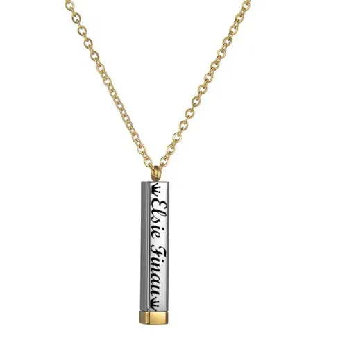 NTM3969 Adjustable Rectangular Bar Pendant Necklace for Women Stainless Steel Jewelry