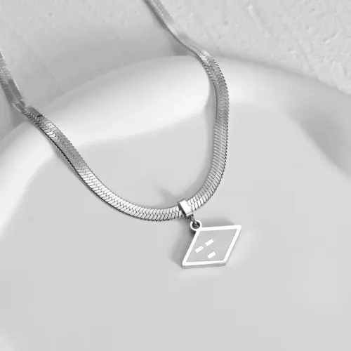 NTM3603 Smiley Flat Snake Chain Necklace Unisex Hip Hop Style for Couples