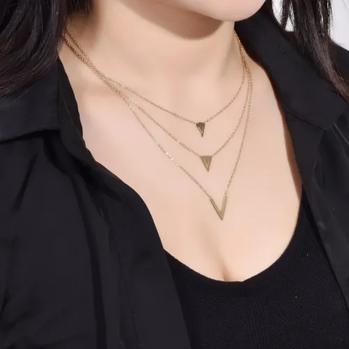 NTM3221 Layered Pendant Necklace for Women Stainless Steel Clavicle Chain Accessory