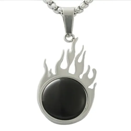NTM1798 Multicolor Flame Pendant Stainless Steel Fire Necklace