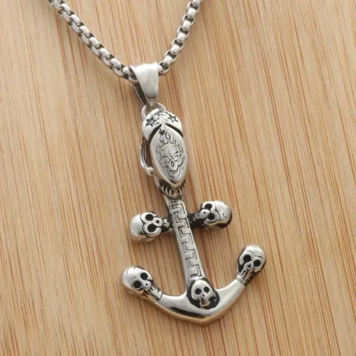 NTM1990 Anchor Pendant Punk Stainless Steel Nautical Necklace