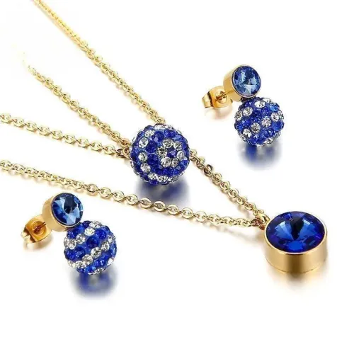 NTM2563 Stainless Steel Necklace and Earrings Set Women's Collarbone Chain Jewelry