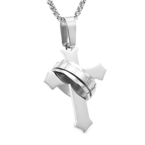NTM2039 Cross Pendant Necklace Stainless Steel Religious Jewelry Gift
