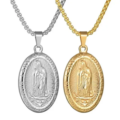 NTM3606 Custom engrave Embossed Portrait Oval Pendant Necklace Unisex Stainless Steel Couple Jewelry