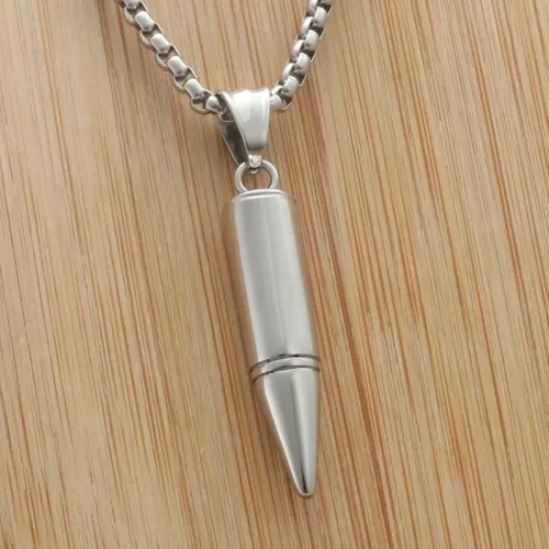 NTM1965 Bullet Pendant Punk Stainless Steel Bullet Necklace