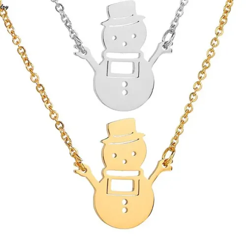 NTM3944 Hollow Snowman Pendant Sweater Necklace for Women Perfect Christmas Gift