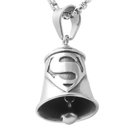 NTM1707 Bell Charm Pendant Necklace Stainless Steel Alphabet Bell for Women