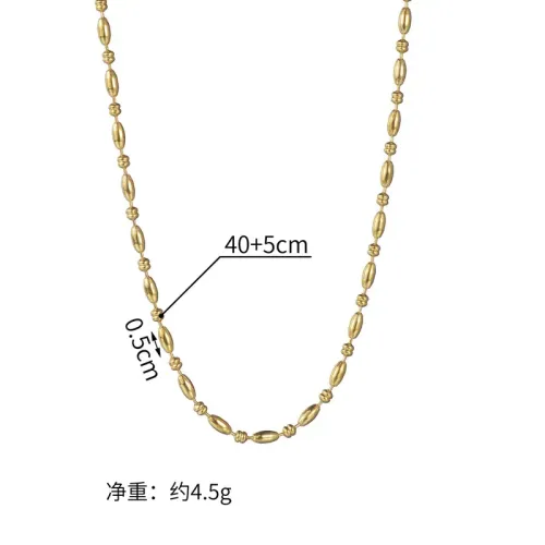 NTM3658 Stainless Steel Geometric Oval Rice Grain Collarbone Necklace Modern Chic Accessory