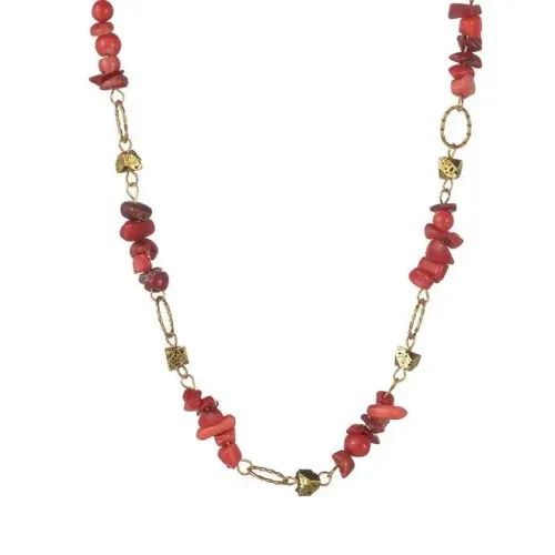 NTM3366 14K Gold Plated Stainless Steel Irregular Gemstone Necklace for Women Elegant Sweater Chain