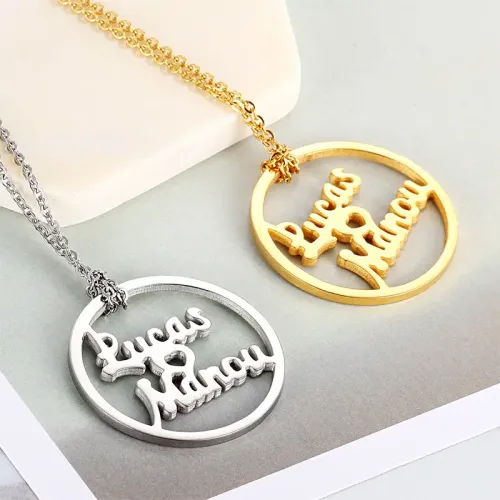 NTM2408 Stainless Steel Hollow Alphabet Necklace Women's Letter Pendant Jewelry
