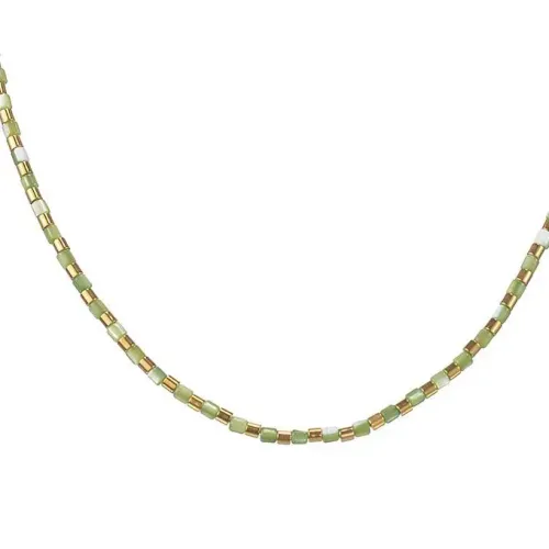 NTM3380 Tri Color Cylinder Chain Necklace for Women Stainless Steel Clavicle Jewelry
