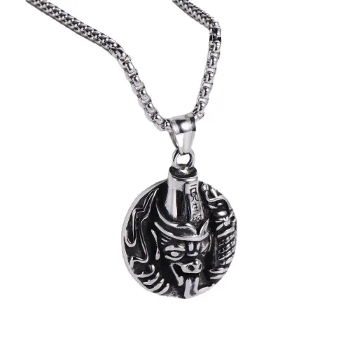 NTM1626 Black and White Impermanence Pendant Punk Wealth Attraction Stainless Steel Necklace