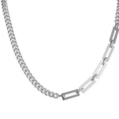 NTM3505 Hip Hop Handcrafted Cuban Link Chain Necklace for Couples Unisex Stainless Steel Jewelry