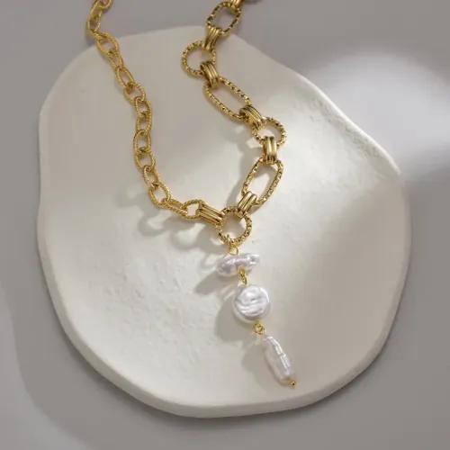 NTM3401 14K Gold Unique Pearl Tassel Necklace for Women Luxurious Fashion Jewelry