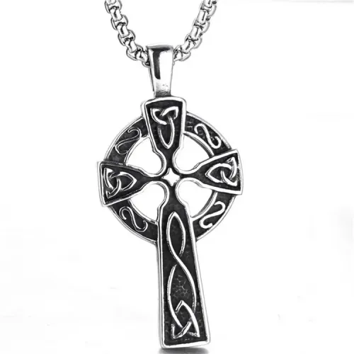 NTM2196 Cross Pendant Necklace for Women Twisted Pattern Stainless Steel Cross Charm #193912