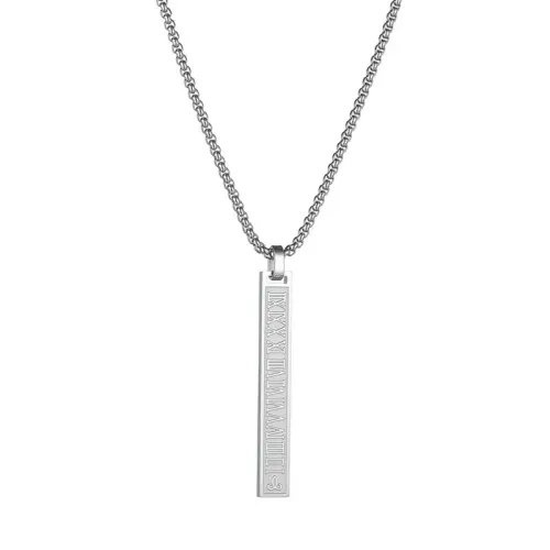NTM3746 Hip Hop engrave Rectangle Pendant Necklace Unisex Sweater Chain with Roman Numerals