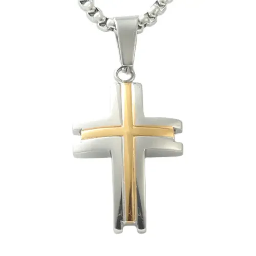 NTM1713 Stainless Steel Cross Pendant Religious Necklace Charm for Men and Women