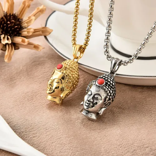 NTM2351 Stainless Steel Buddha Pendant Necklace Sakyamuni Buddha Image for Men