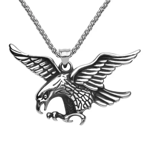 NTM2327 Soaring Eagle Pendant Necklace Majestic Stainless Steel Eagle Charm