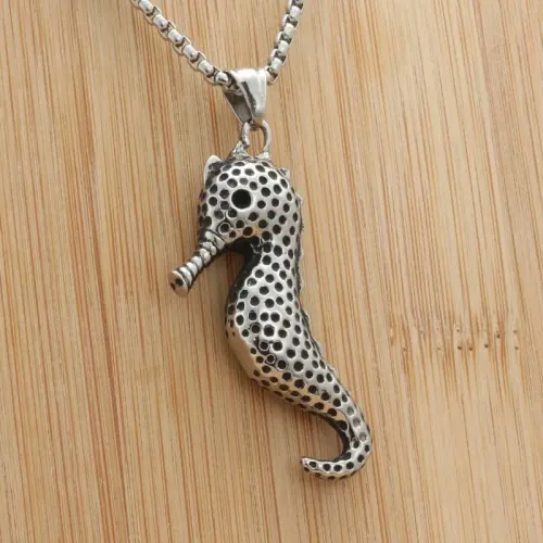 NTM1890 Seahorse Pendant Punk Stainless Steel Marine Life Necklace
