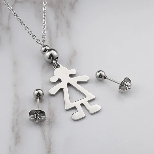 NTM2440 Little Girl Stainless Steel Necklace Set Trendy Jewelry Stall Collection