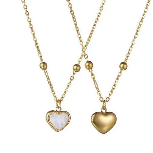 NTM3597 Elegant Stainless Steel Heart Shell Necklace for Women Perfect OL Sweater Chain
