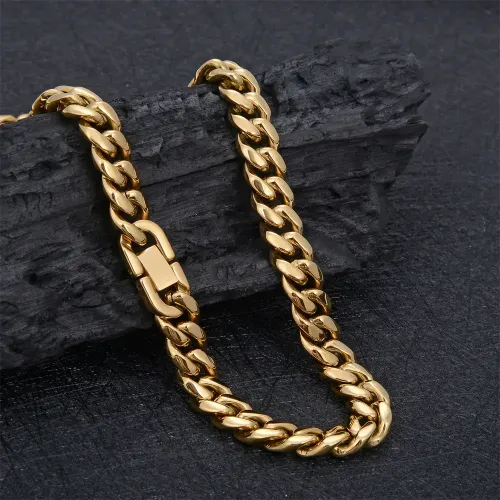 NTM2379 Miami Cuban Link Chain 6 Sided Polished Hip Hop Stainless Steel Necklace