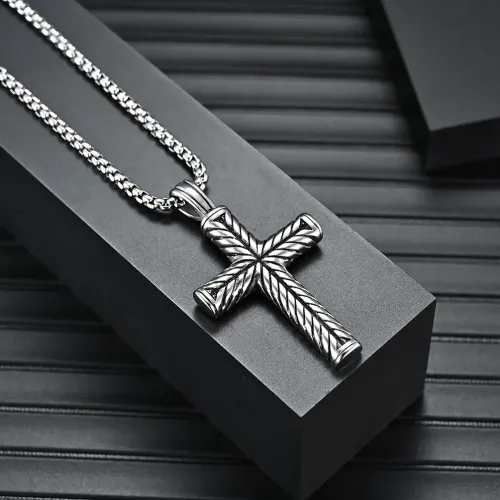 NTM1235 Men's Forged Cross Pendant Stainless Steel Punk Necklace for Him