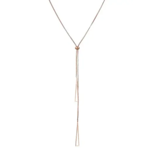 NTM3790 Geometric Triangle Pendant Necklace for Women Stretchable Stainless Steel Sweater Chain
