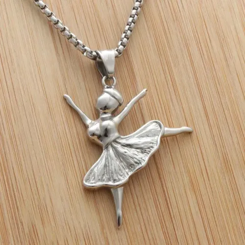 NTM1926 Ballet Dancer Pendant Punk Ballet Necklace for Women in Stainless Steel