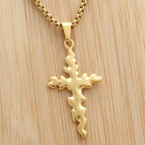 NTM1912 Cross Pendant Punk Stainless Steel Christian Necklace