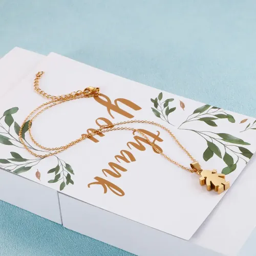 NTM2412 Cartoon Girl Pendant Necklace Stainless Steel Clavicle Chain for Women