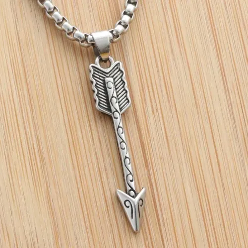 NTM1997 Feather Arrow Pendant Punk Archery Stainless Steel Necklace
