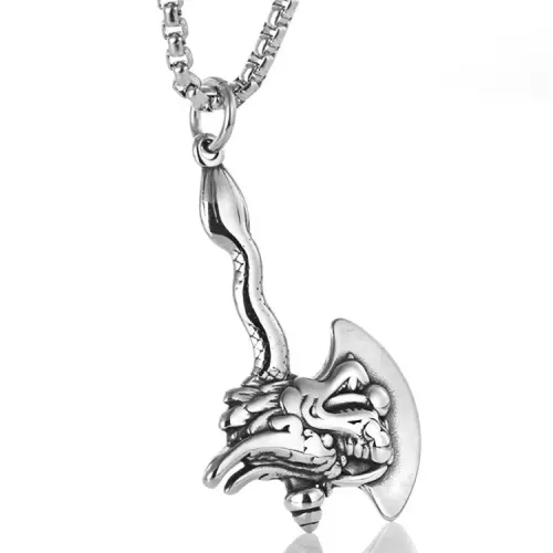 NTM2226 Axe Pendant Punk Necklace Stainless Steel Hatchet Tag Jewelry