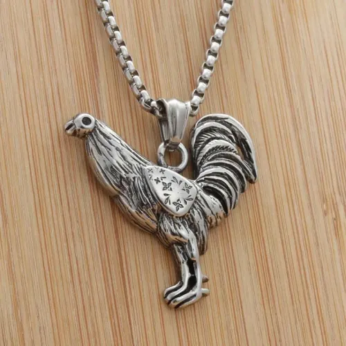 NTM1916 Rooster Pendant Punk Stainless Steel Cock Necklace
