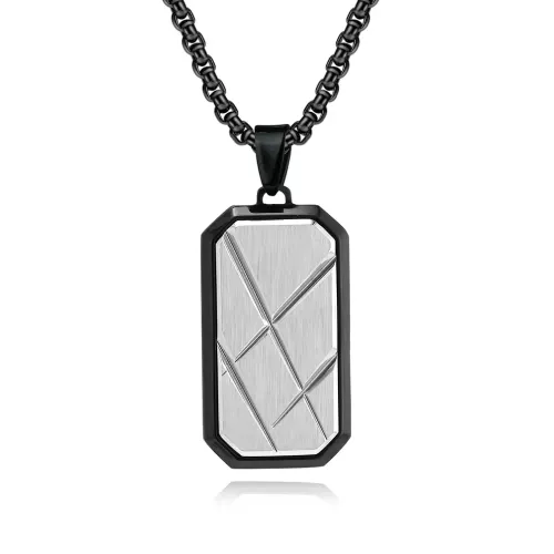 NTM1263 Men's Octagonal Faceted 3D Blade Pattern Dog Tag Stainless Steel Jewelry