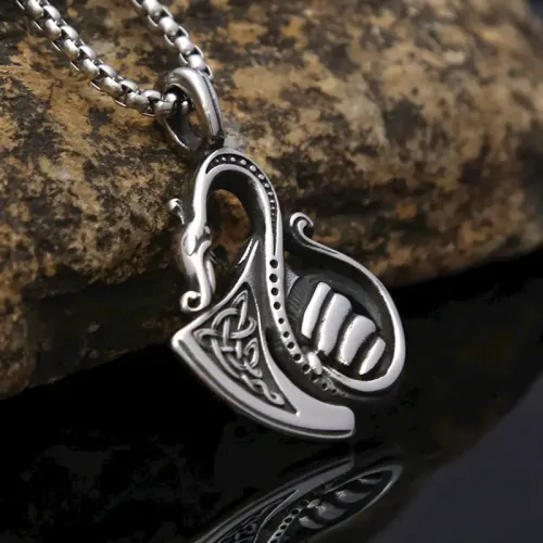 NTM993 Punk Viking Pendant Stainless Steel Tag Necklace Accessory