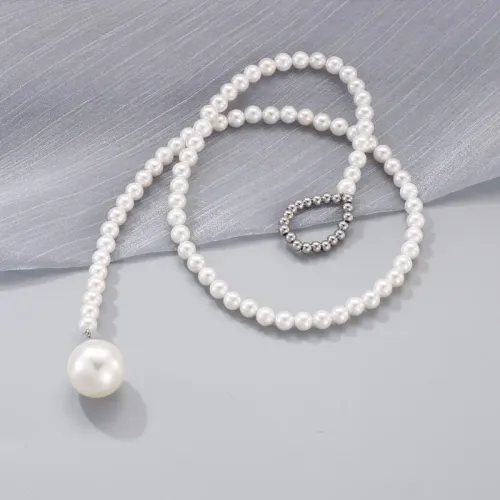 NTM2743 Stainless Steel Pearl Necklace Set Best Friend Women's Pearl Jewelry