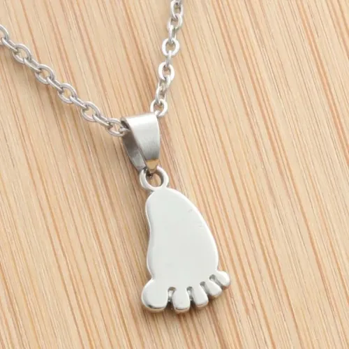 NTM1906 Barefoot Pendant Punk Stainless Steel Footprint Necklace for Women