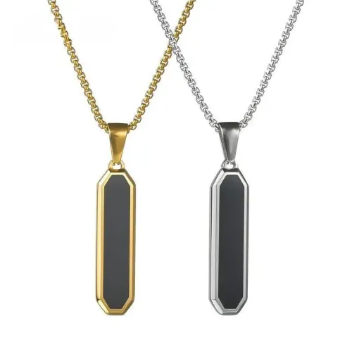 NTM3973 Men's Stainless Steel Geometric Long Bar Pendant Sweater Chain Punk Style Necklace