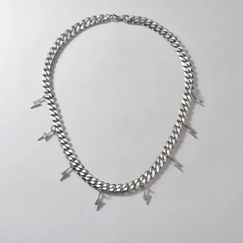 NTM3424 Dongdaemun Lightning Pendant Necklace Unisex Punk Hip Hop Cuban Chain