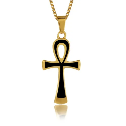 NTM3169 Men's Stainless Steel Cross Pendant Necklace Gold Plated Color Preserved DIY